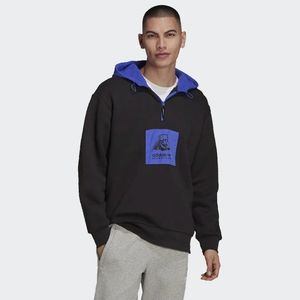 ADIDAS Originals Adventure Hoodie in Black with Blue Polarbear Graphic XS